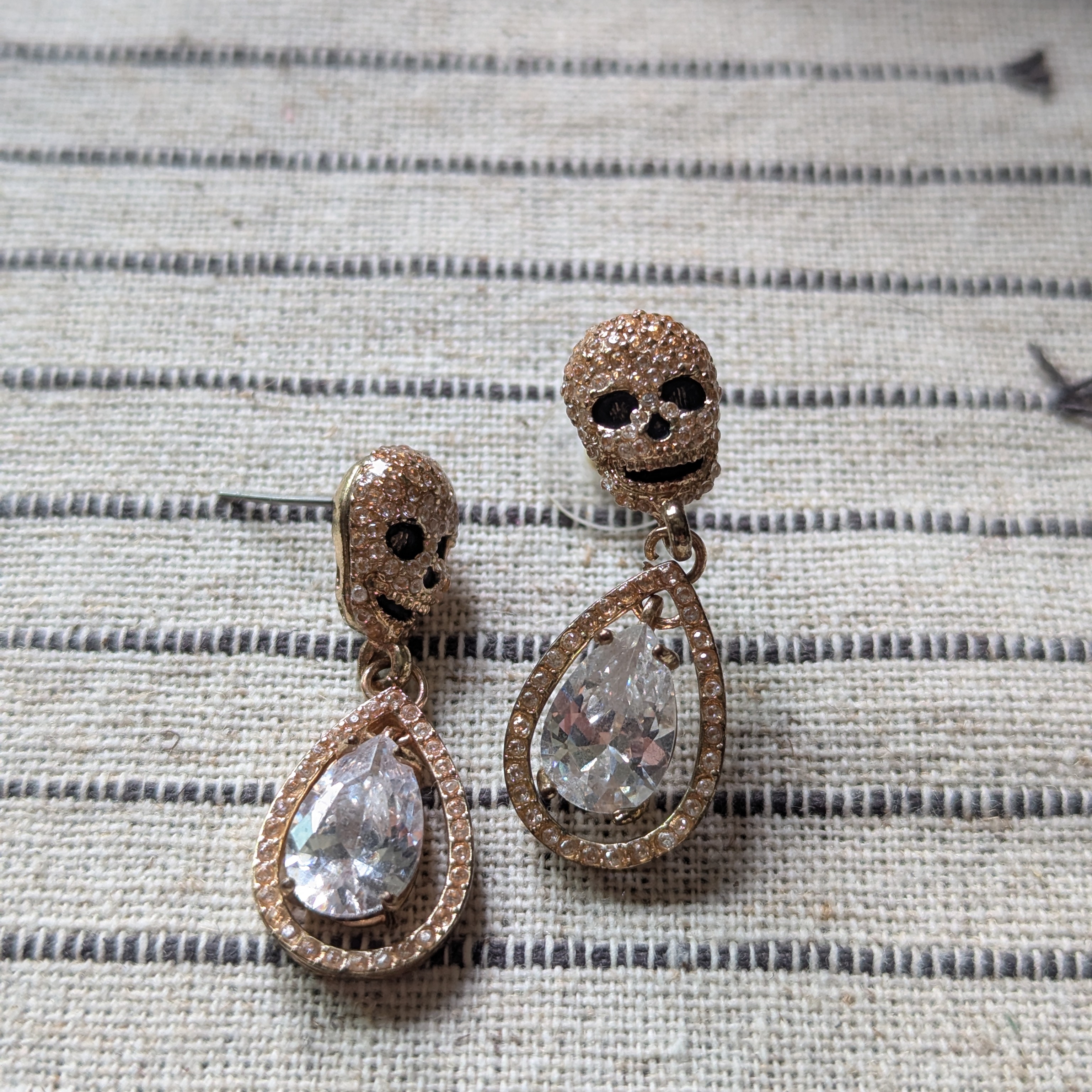 Betsey Johnson Gold Skull Drop Earrings